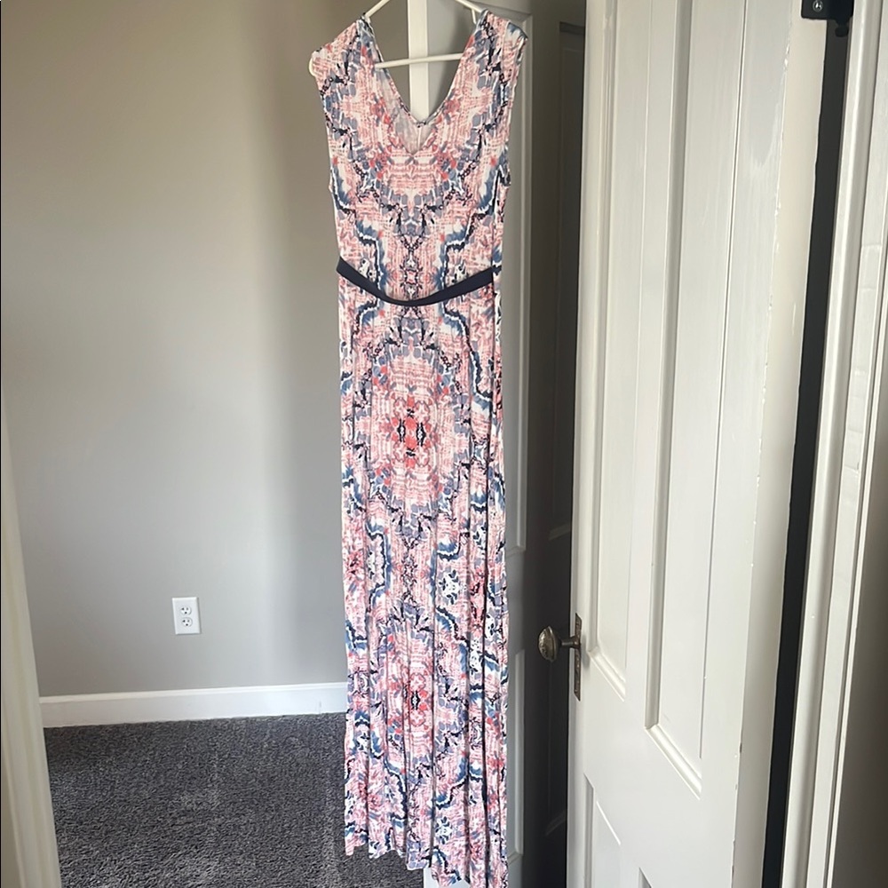 Elegant Pink and Blue Maxi Dress Jessica Simpson Maternity